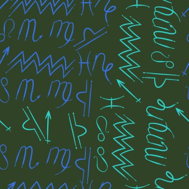 Zodiac Signs Dikişsiz desen. Vektör Illustration