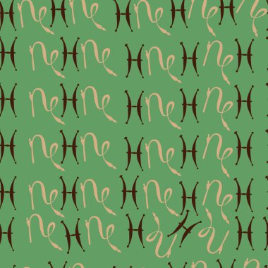 soyut zodyak şekilleri, Balık ve Akrep yeşil tam kare vektör illüstrasyon 