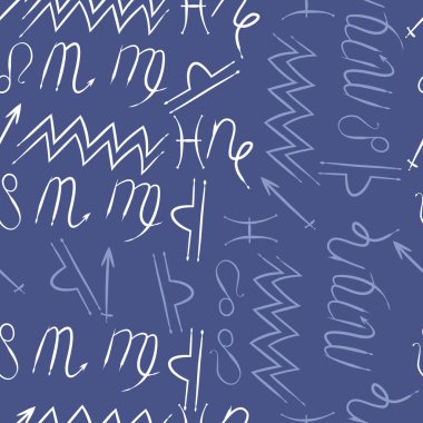 Zodiac Signs Dikişsiz desen. Vektör Illustration