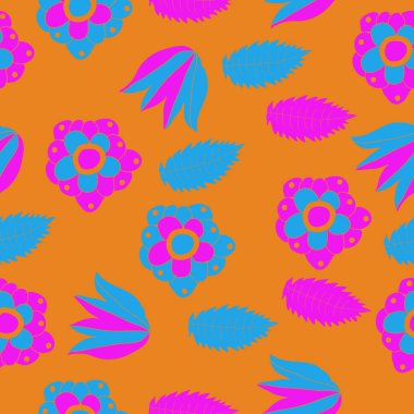 Çizgi sanat bitkileri ile dikişsiz etnik desen