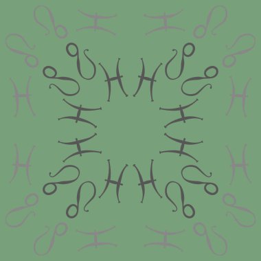 Zodyak işaretleri Dikişsiz desen - balık, aslan. Vektör çizimi