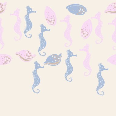 Soyut basit deniz kabuğu ve deniz konsepti Dikişsiz deseni