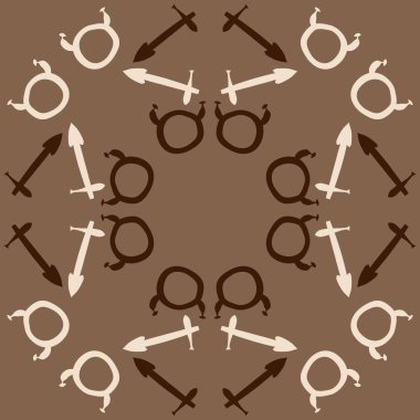 Burçların dikişsiz desen - yay, boğa. Vektör çizimi