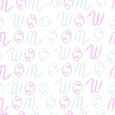 Zodiac Signs Dikişsiz desen. Vektör Illustration