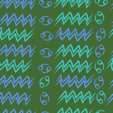 Zodiac Signs ile Dikişsiz desen, vektör illüstrasyon
