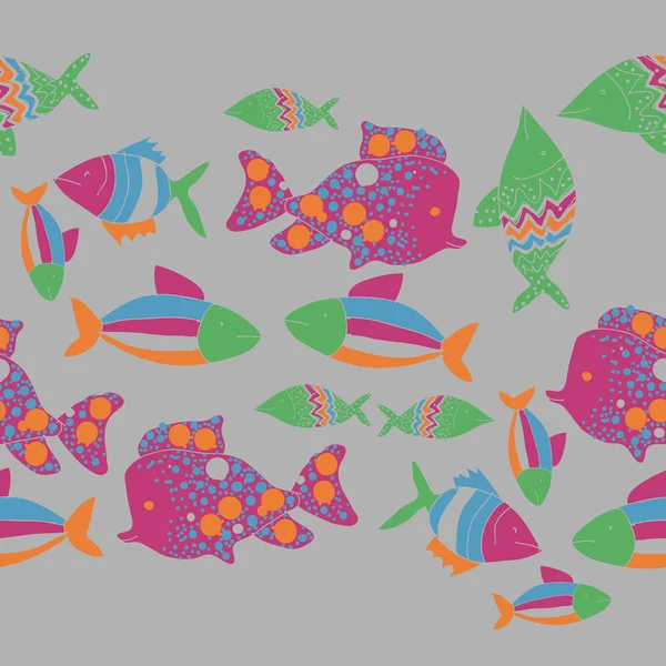 Nahtloses Muster Mit Bunten Fischen Vektorillustration — Stockvektor
