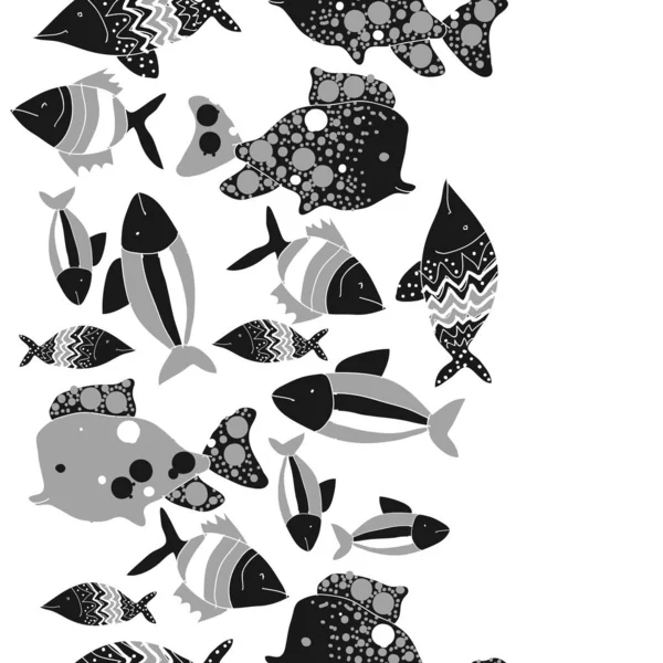 Seamless Pattern Colorful Fishes Vector — Stock Vector