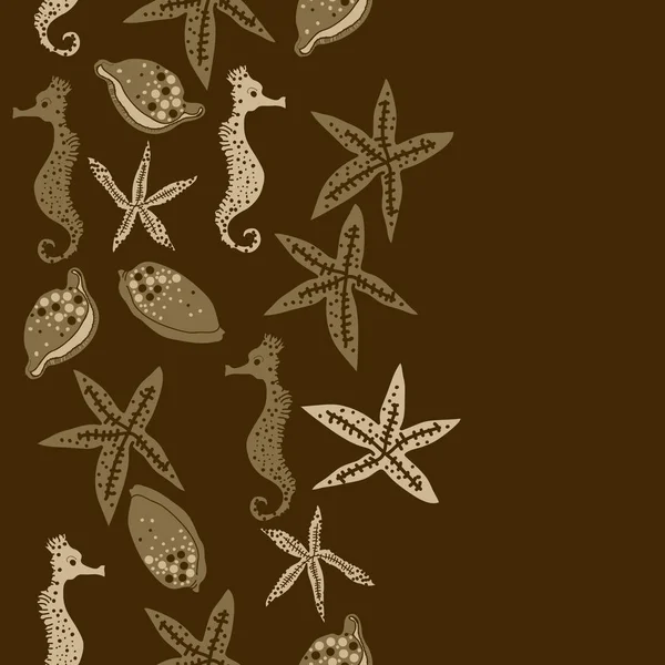 Абстрактный Шаблон Морской Тематикой Морские Коньки Звезды Векторная Иллюстрация — стоковый вектор