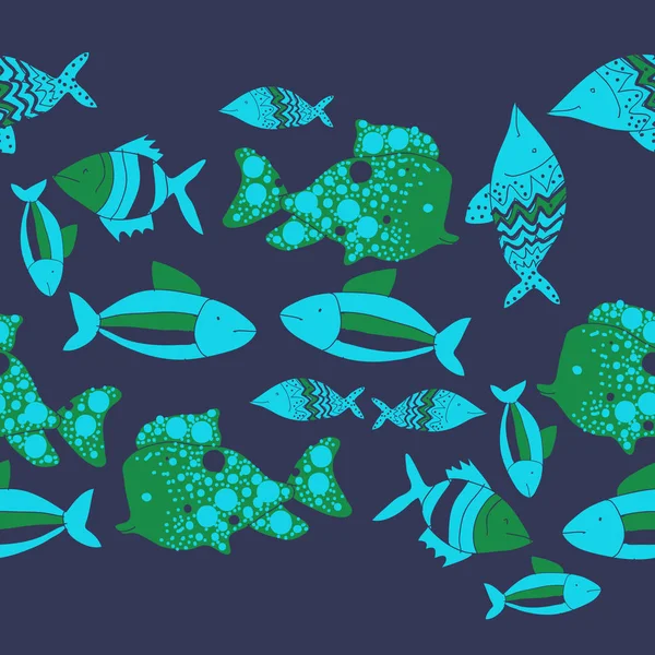 Nahtloses Muster Mit Bunten Fischen Vektorillustration — Stockvektor