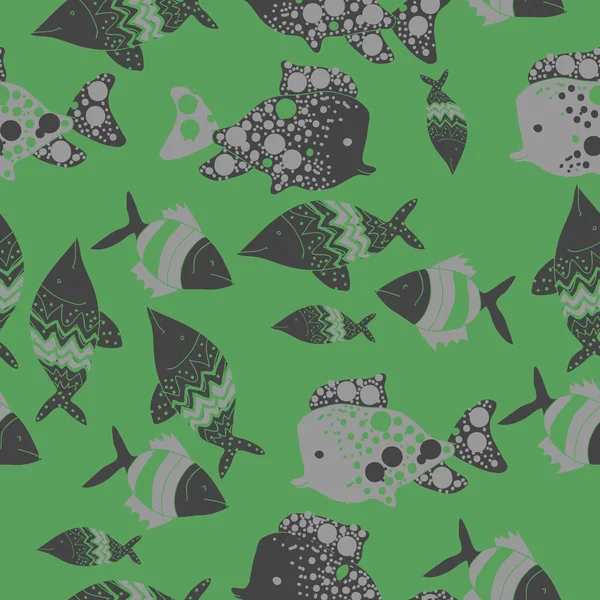 Seamless Pattern Different Fishes Vector — Stock Vector