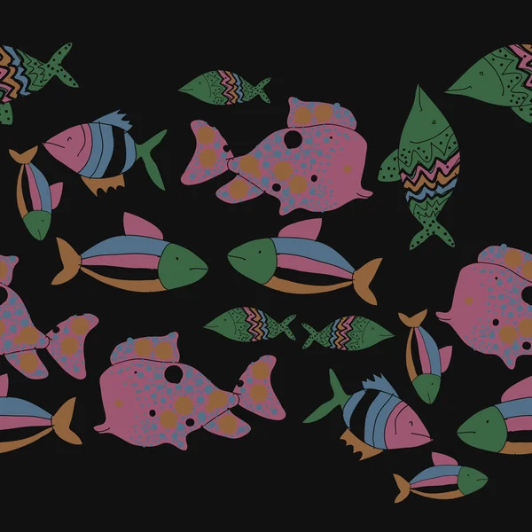 Modèle Sans Couture Avec Des Poissons Colorés Illustration Vectorielle — Image vectorielle