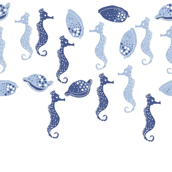 Бесшовный Шаблон Абстрактных Простых Ракушек Морской Концепции — стоковый вектор