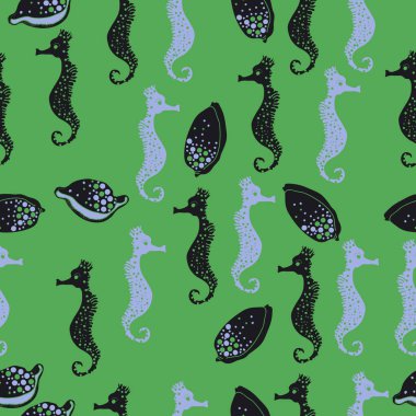 Dikişsiz deniz deseni, vektör çizimi