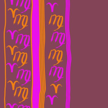 Burçların dikişsiz desen - koç, başak. Vektör çizimi