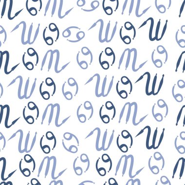 Zodiac Signs Dikişsiz desen. Vektör Illustration