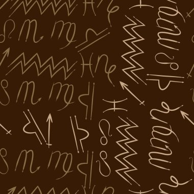 Zodiac Signs Dikişsiz desen. Vektör Illustration