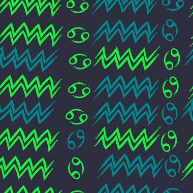 Zodiac Signs ile Dikişsiz desen, vektör illüstrasyon