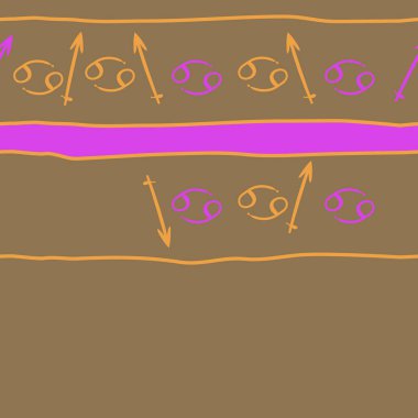 Zodiac Signs ile Dikişsiz soyut desen, vektör illüstrasyon