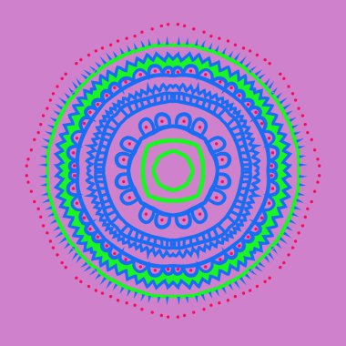 Renkli el çizilmiş motiflerin dairesel dikişsiz deseni