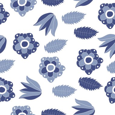 Çizgi sanat bitkileri ile dikişsiz etnik desen