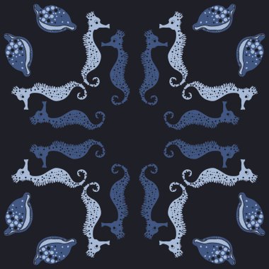 Dikişsiz deniz deseni, vektör çizimi