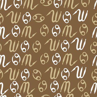 Zodiac Signs Dikişsiz desen. Vektör Illustration