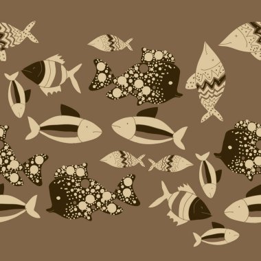 Renkli balıklar ile dikişsiz desen, vektör illüstrasyon