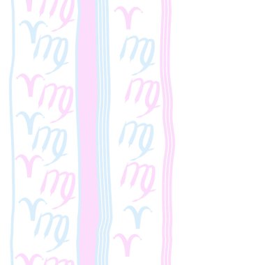 Burçların dikişsiz desen - koç, başak. Vektör çizimi