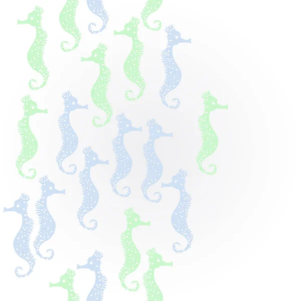 Seahorses Desen Renkli Vektör Illustration — Stok Vektör