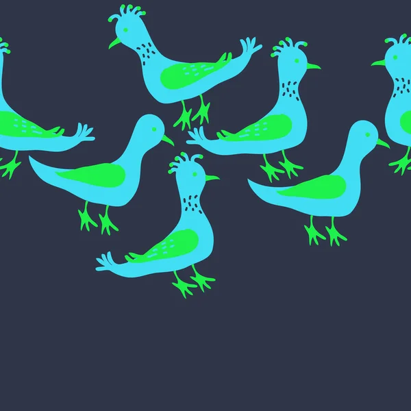 Безшовний Візерунок Птахами Векторні Ілюстрації — стоковий вектор
