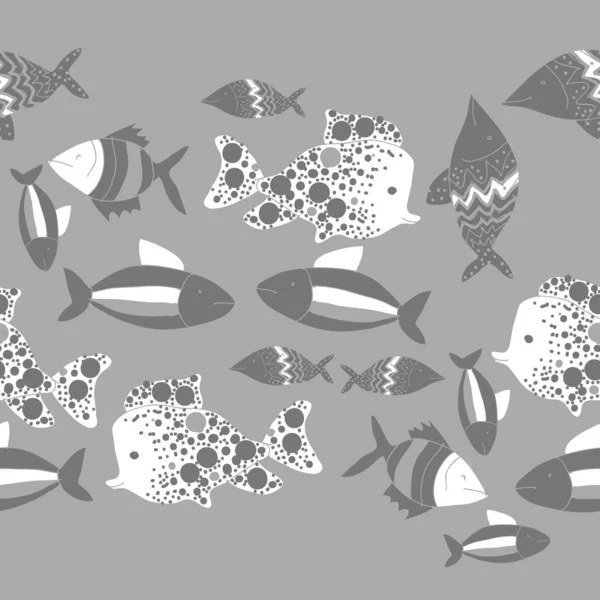 Pola Mulus Dengan Ikan Berwarna Warni Ilustrasi Vektor - Stok Vektor