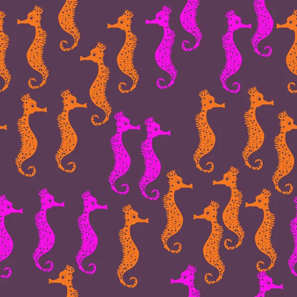 Seahorses Desen Renkli Vektör Illustration — Stok Vektör