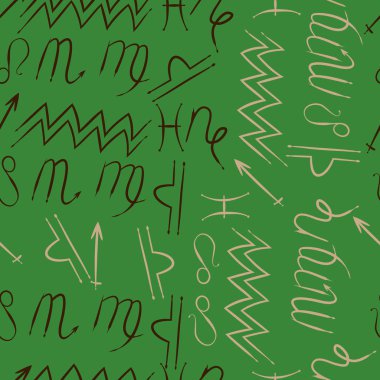 Zodiac Signs Dikişsiz desen. Vektör Illustration