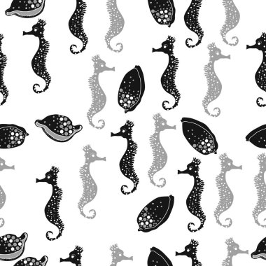 Dikişsiz deniz deseni, vektör çizimi