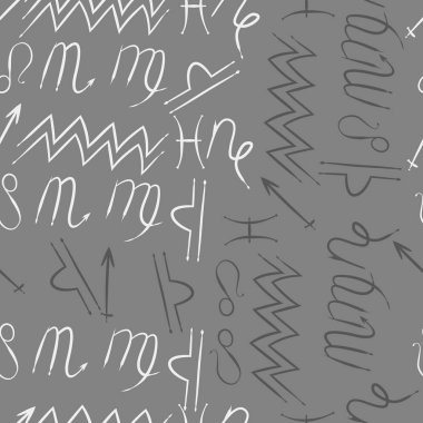 Zodiac Signs Dikişsiz desen. Vektör Illustration