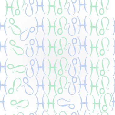 Zodyak işaretleri Dikişsiz desen - balık, aslan. Vektör çizimi