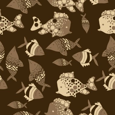Farklı balıklar ile dikişsiz desen, vektör