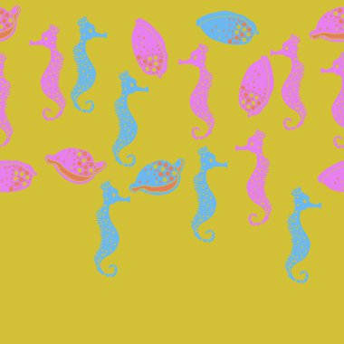 Soyut basit deniz kabuğu ve deniz konsepti Dikişsiz deseni