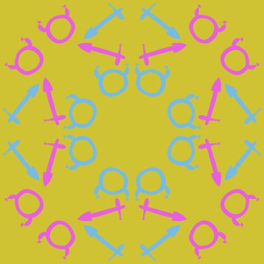 Burçların dikişsiz desen - yay, boğa. Vektör çizimi