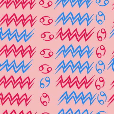 Zodiac Signs ile Dikişsiz desen, vektör illüstrasyon