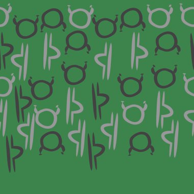 Terazi ve Boğa burçlarının yeşil dikişsiz desen, kopya alanı