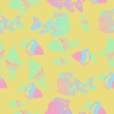 Farklı balıklar ile dikişsiz desen, vektör