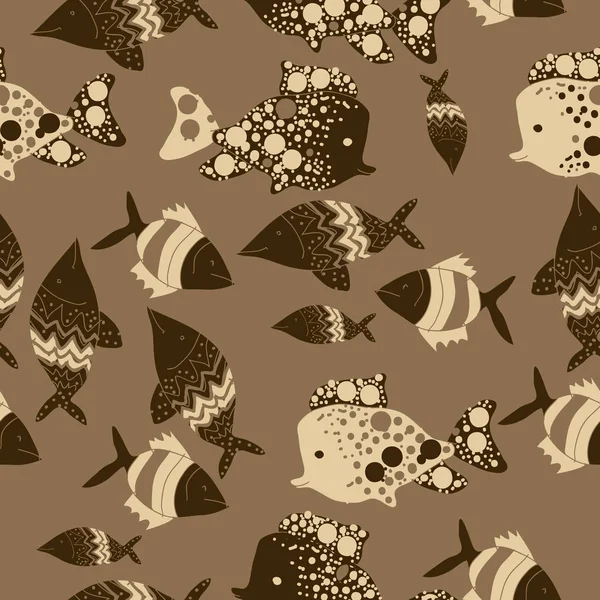 Seamless Pattern Different Fishes Vector — Stock Vector