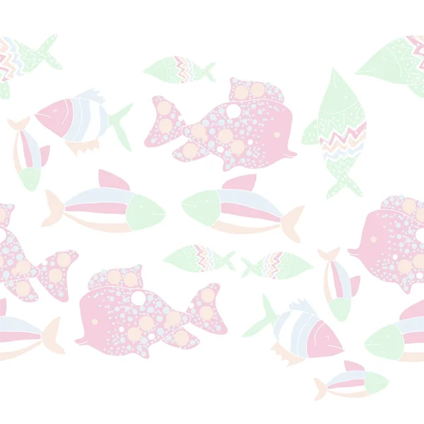 Seamless Pattern Colorful Fishes Vector Illustration — Stock Vector