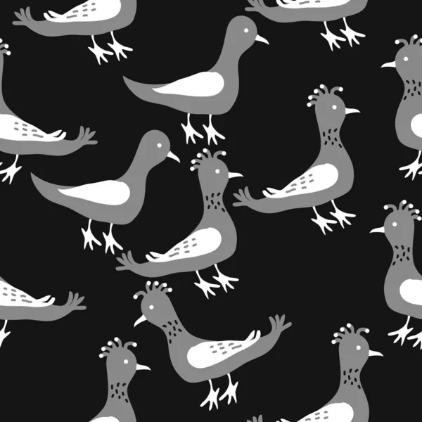 Seamless Mönster Med Fåglar Vektorillustration — Stock vektor