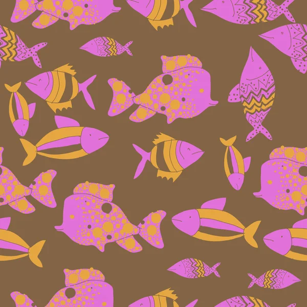 Бесшовный Рисунок Различными Рыбами Векторная Иллюстрация — стоковый вектор