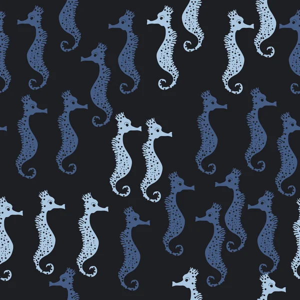 Illustration Vectorielle Colorée Motif Des Hippocampes — Image vectorielle