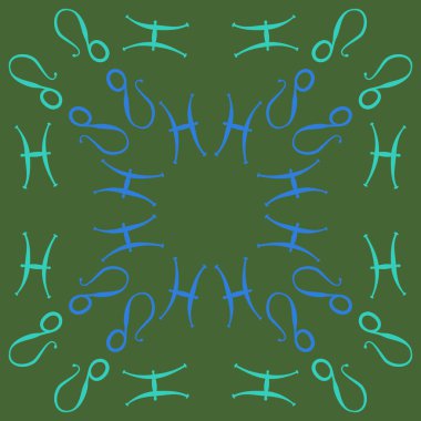 Zodyak işaretleri Dikişsiz desen - balık, aslan. Vektör çizimi