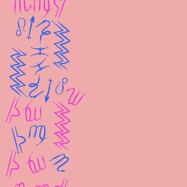 Zodiac Signs Dikişsiz desen. Vektör Illustration