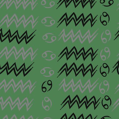 Zodiac Signs ile Dikişsiz desen, vektör illüstrasyon
